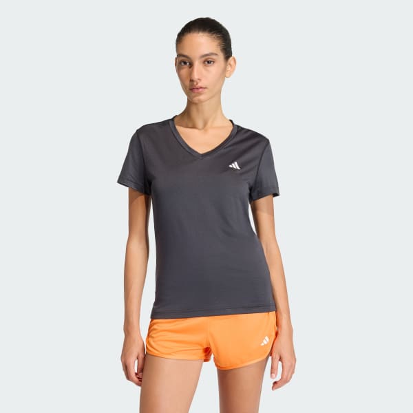 Schwarz adidas Workout Essentials T-Shirt mit V-Ausschnitt