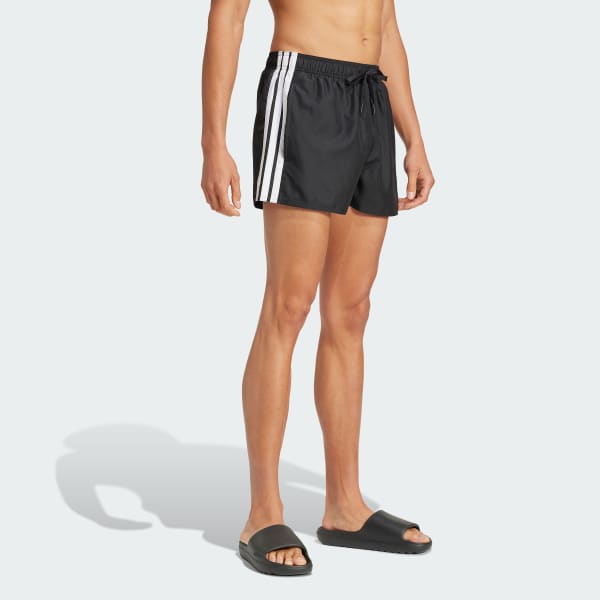Black 3-Stripes Swim Shorts 3-Inch
