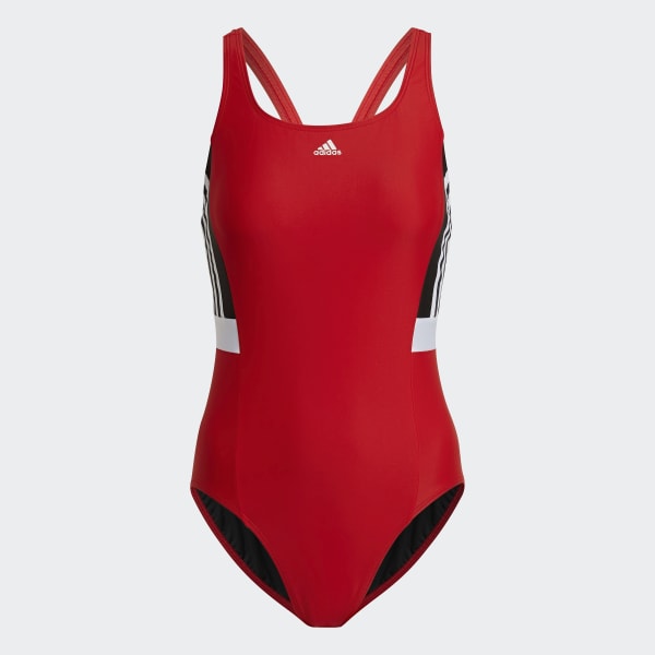 Rot 3-Streifen Colorblock Badeanzug SU601