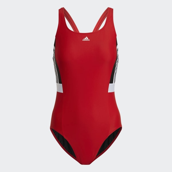 Red 3-Stripes Colorblock Swimsuit SU601