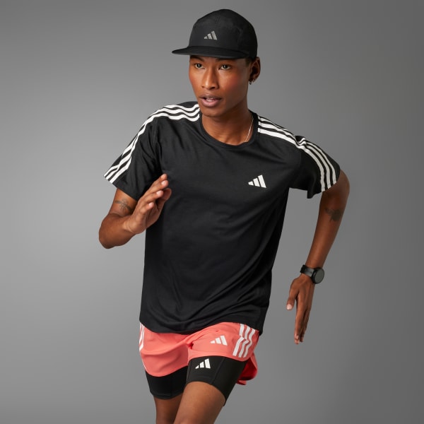 cerná Tričko Own the Run 3-Stripes