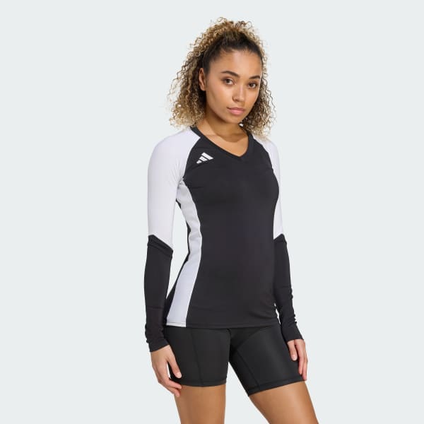 Schwarz Quickset Langärmeliges Volleyballtrikot
