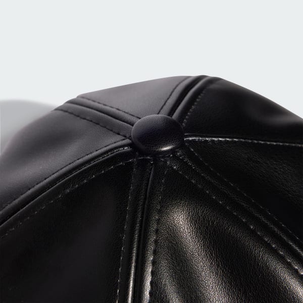 Black Polyurethane Trefoil Outline Baseball Cap