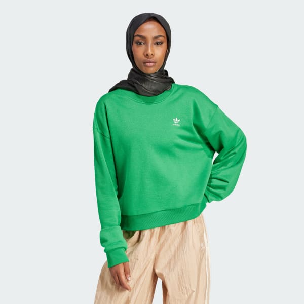 adidas Adicolor Trefoil Cropped Sweater - Green | Free Shipping with ...