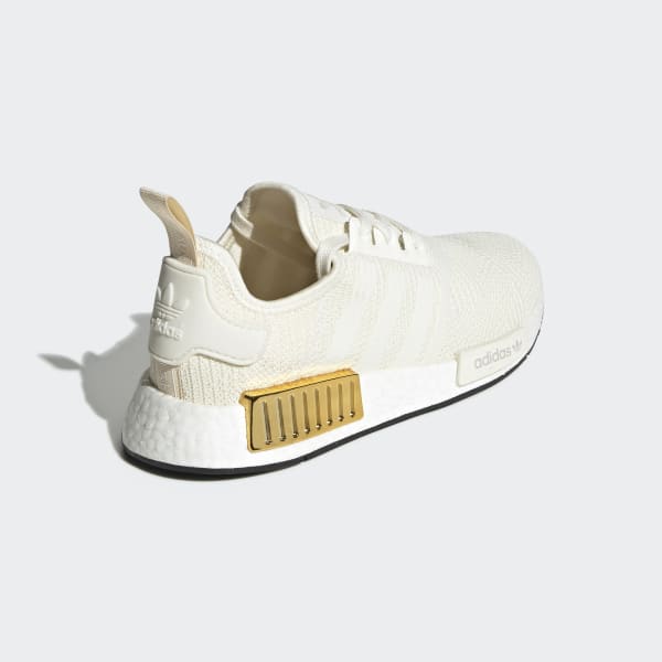 Women's NMD R1 Off White and Gold Shoes 