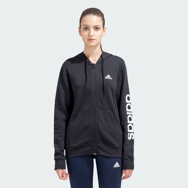 Black LINEAR FULL-ZIP FRENCH TERRY HOODIE