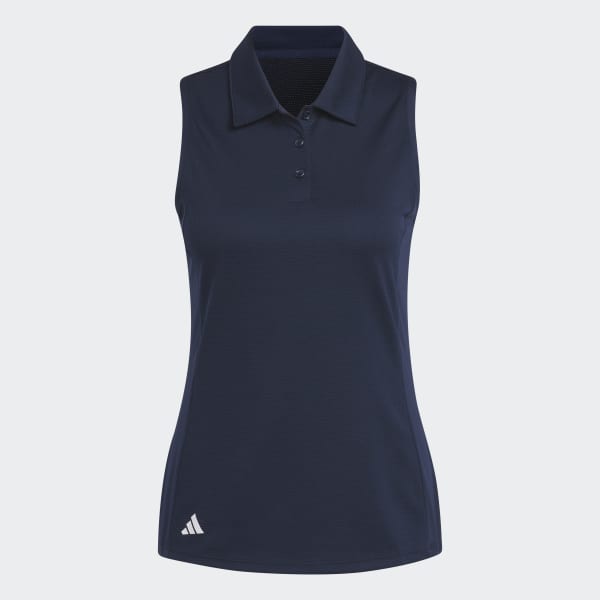 Bleu Polo de golf sans manches texturé