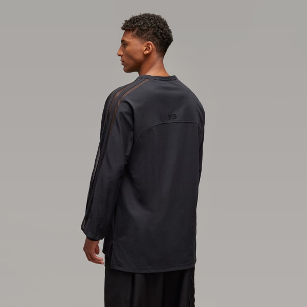 cerná Tričko Y-3 Mesh Stripes Long Sleeve