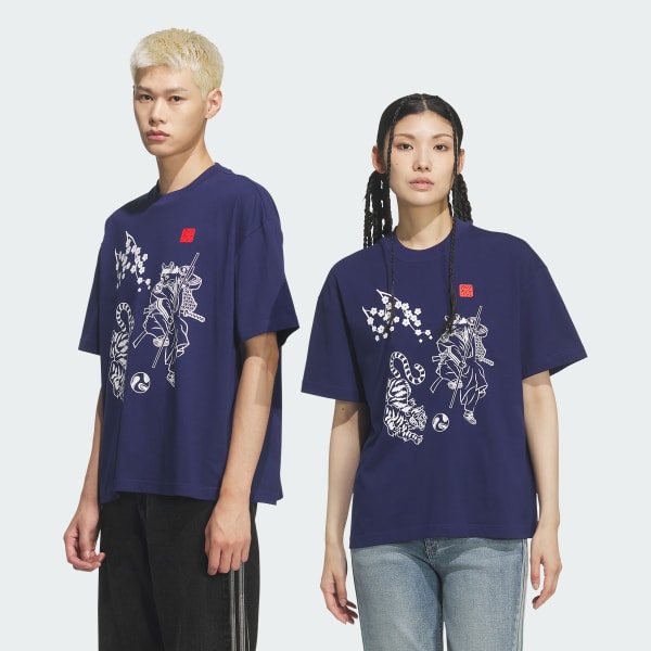ブルー サムライ半袖Tシャツ