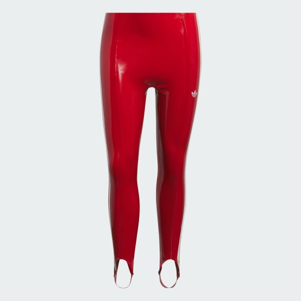 Red 3-Stripes Latex Leggings