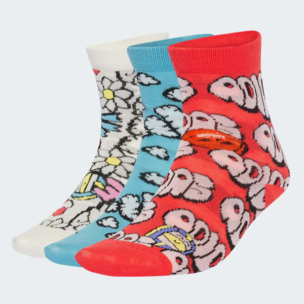 สีแดง ถุงเท้าแสนสนุกสำหรับเด็ก (3 คู่)