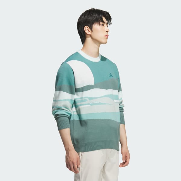 ターコイズ 【ゴルフ】メンズ グラフィックセーター 長袖