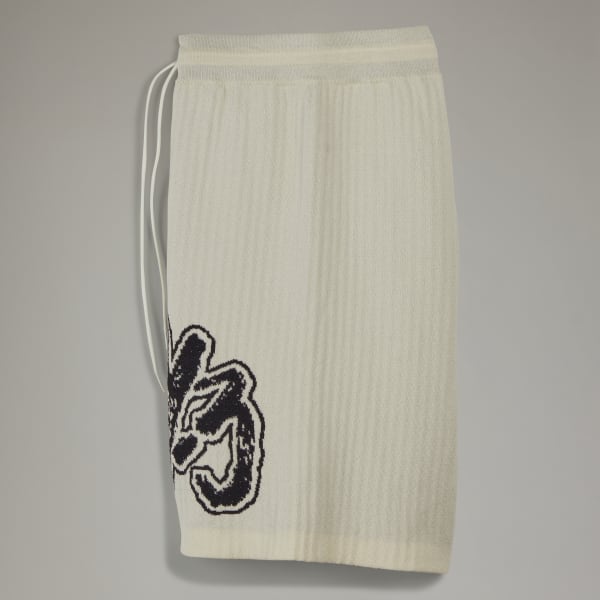 White Y-3 Logo Knit Shorts