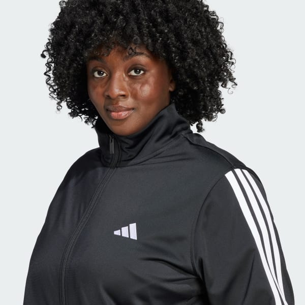 adidas Tricot 3-Stripes Track Jacket (Plus Size) - Black adidas Tricot 3-Stripes Track Jacket (Plus Size) - Black