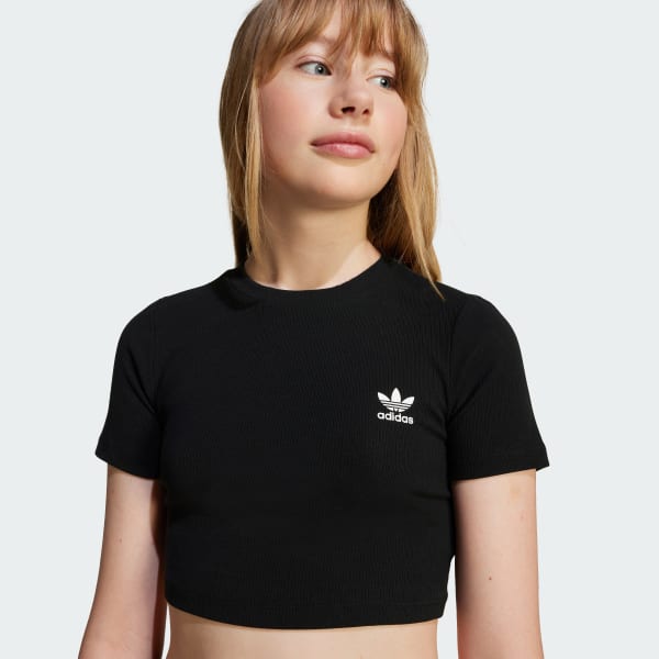 adidas Remera Corta Acanalada Negro adidas Argentina