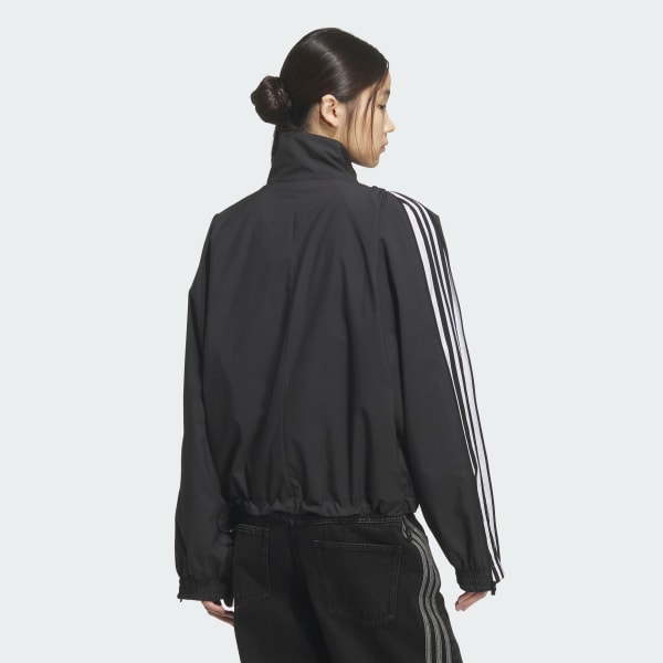 Black 3-스트라이프 ZIP 트랙 탑