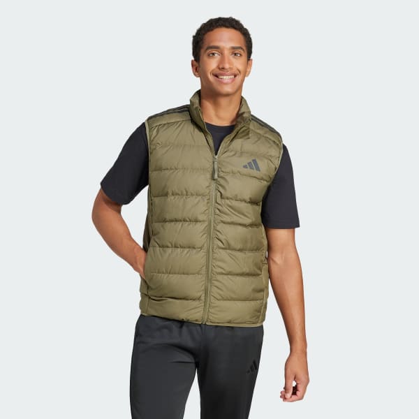 adidas Essentials 3-Stripes Light Down Vest - Green | Free adidas Essentials 3-Stripes Light Down Vest - Green | Free