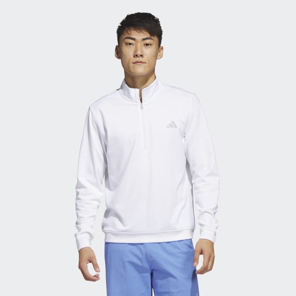 White Elevated 1/4-Zip Pullover