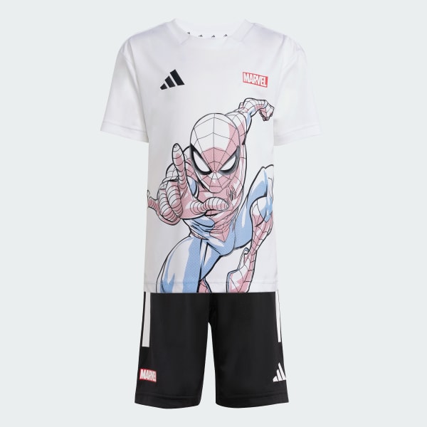 สีขาว เสื้อยืดและกางเกงขาสั้น ADIDAS MARVEL SPIDER-MAN