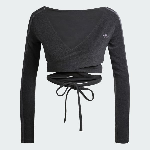 สีเทา เสื้อคาร์ดิแกนไขว้หน้าแบบผูก