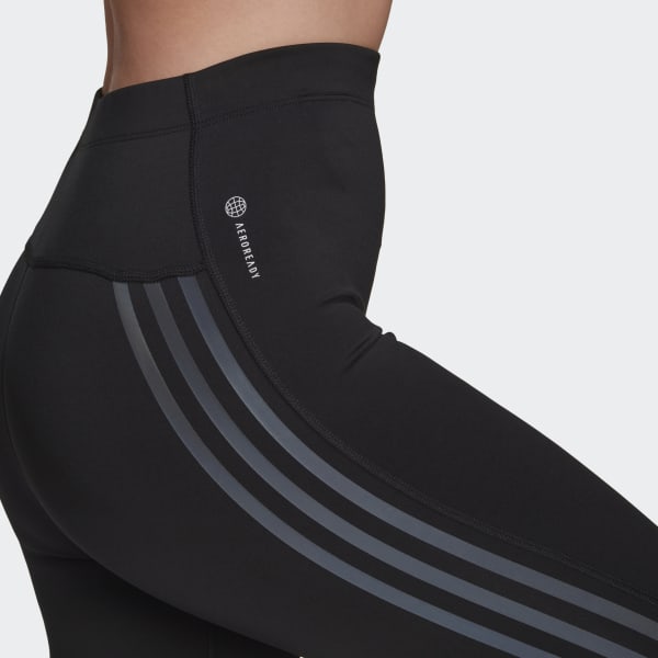 adidas Womens Plus Designed to Move 3 Stripes 7/8 Leggings - Black