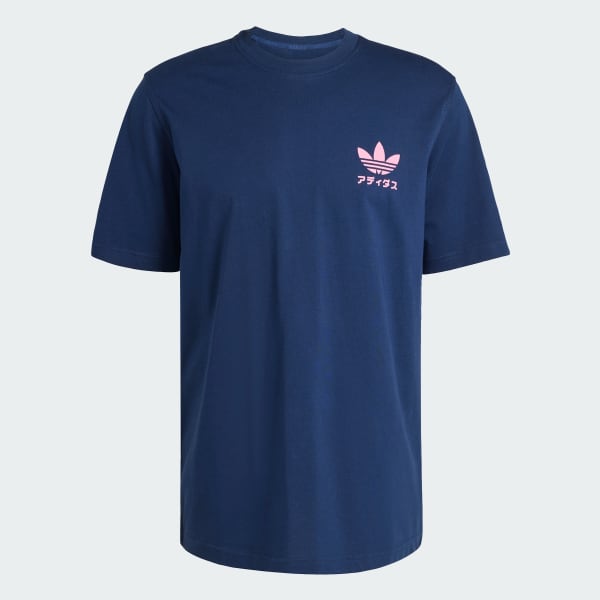 Biru Kaus Grafis Kemasan Jus Jepang