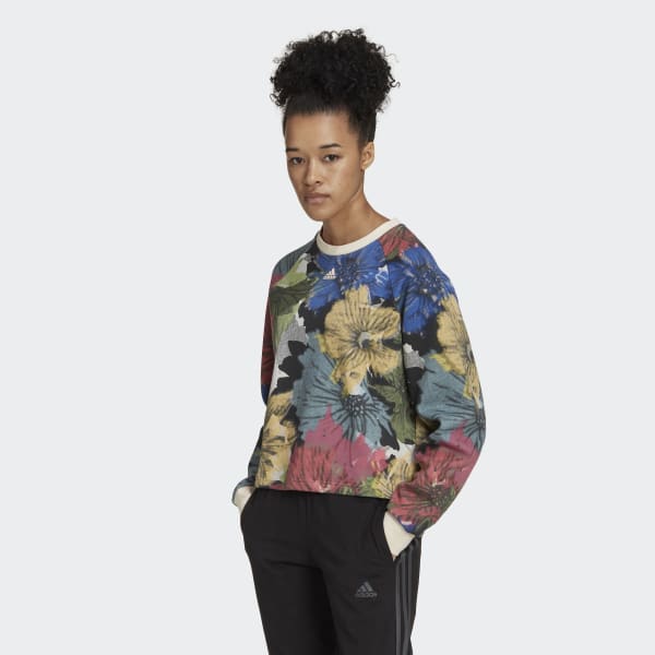 adidas Allover Print Sweatshirt - Beige | Women's Training | $60 - adidas US