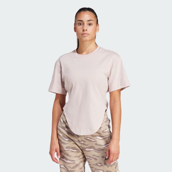 adidas by Stella McCartney Sportswear Curved Hem T Shirt Pink