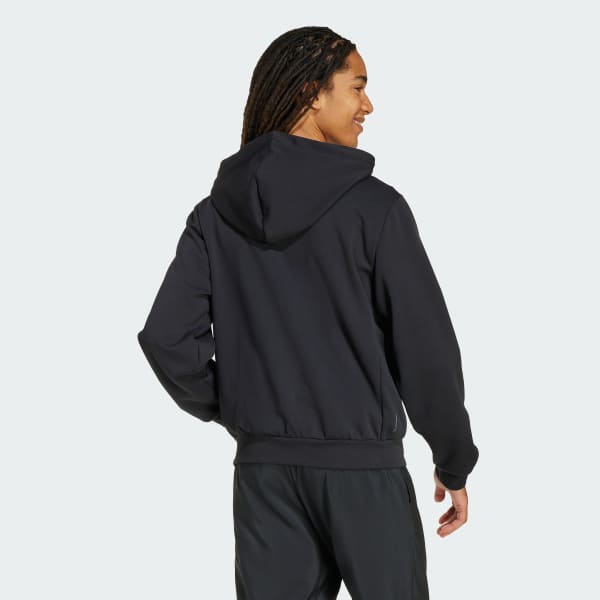 Black Essentials CLIMAWARM Hybrid Down Hooded Jacket