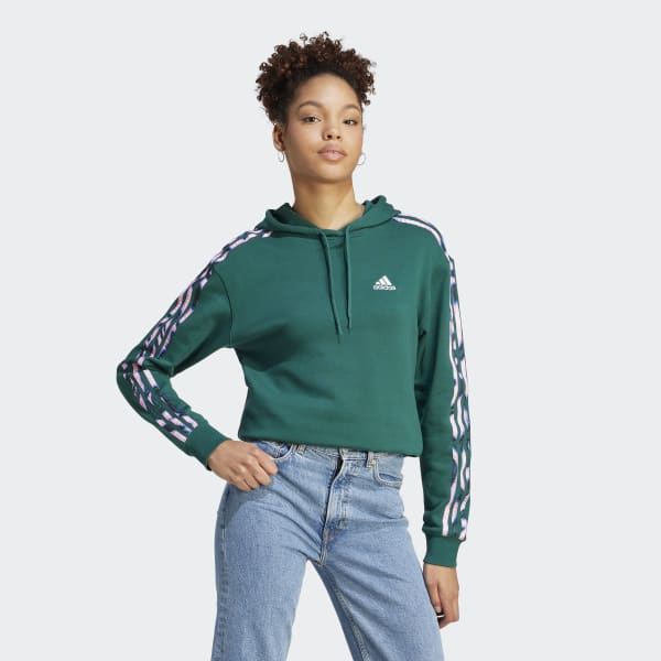 adidas Vibrant Print 3-Stripes Hoodie - Green | Women's Lifestyle | adidas  US