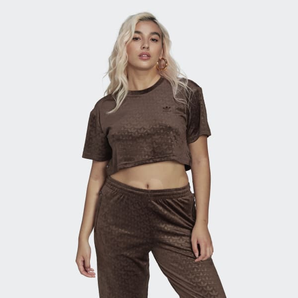 Bruin Crop Velvet Embossed Monogram T-shirt VX473