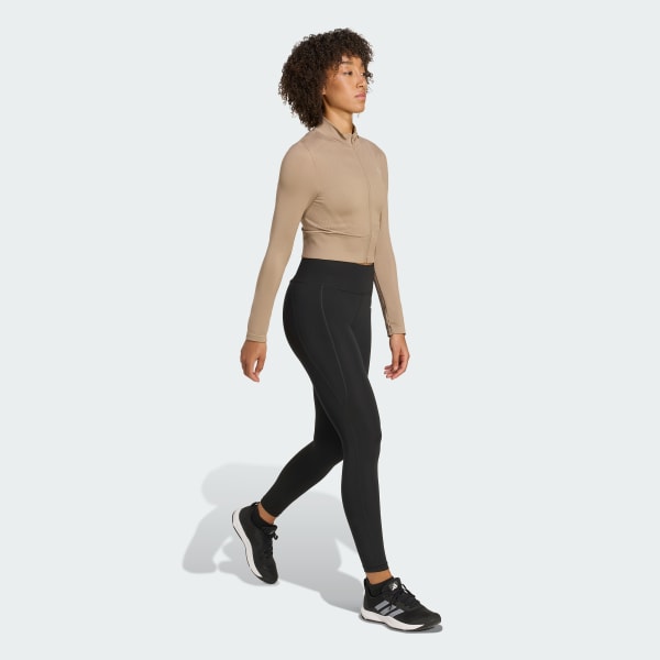 Brown Workout Essentials Full-Zip Knit Jacket