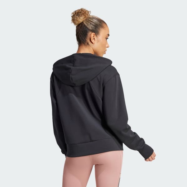 Negro Polera con Capucha Designed 4 Training Cierre Frontal
