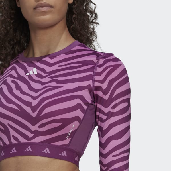 adidas Hyperglam Techfit Crop Long Sleeve Zebra - Multicolor | Women's | adidas US
