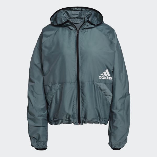 Turquoise adidas x Zoe Saldana Hooded Windbreaker ISD00