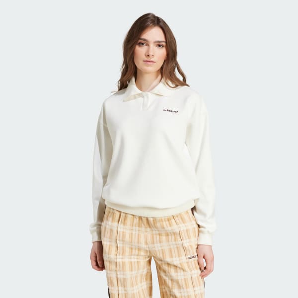 Hvit Suede Oversized Sweatshirt