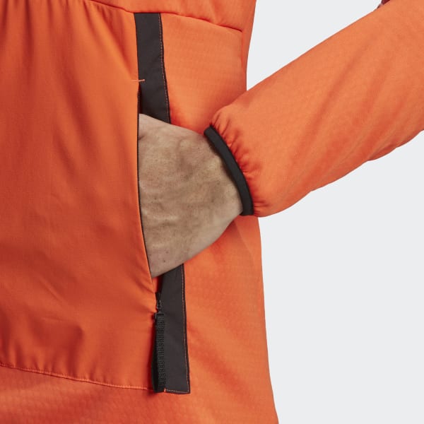 Orange Terrex Tech Flooce Light Hooded Hiking Jacket