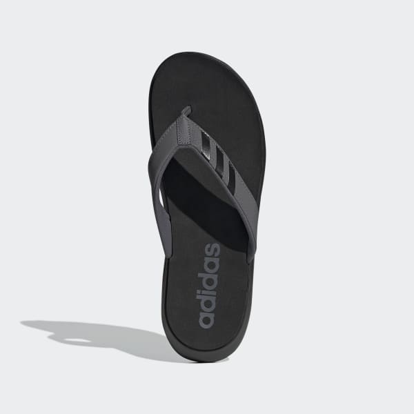 adidas black and white flip flops