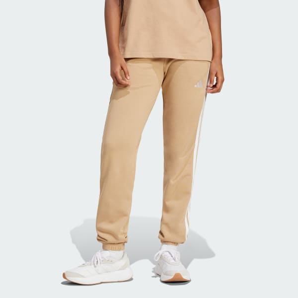 Brown Essentials 3-Stripes French Terry Cuffed Pants