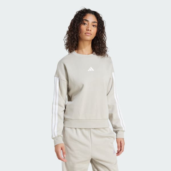 Beige Sweat-shirt molleton 3 bandes Essentials