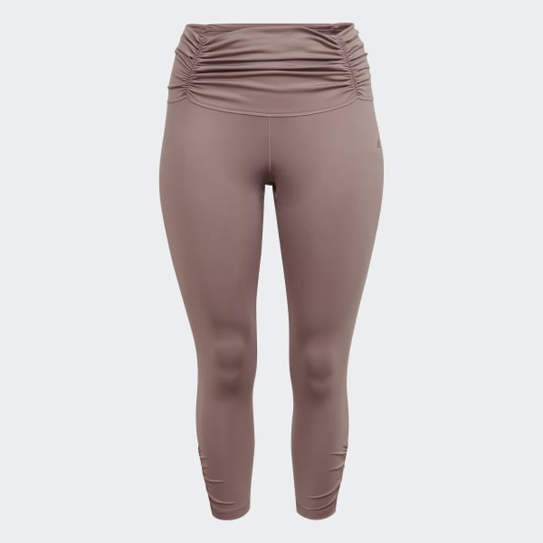 Roxo Leggings 7/8 Plissadas para Ioga (Plus Size)