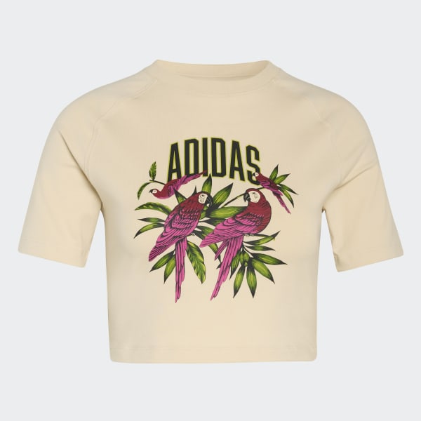 ADIDAS x FARM RIO GRAPHIC T-SHIRT CROPPED - Beige | Free Shipping