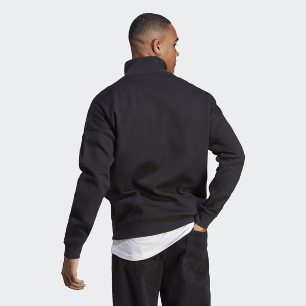 Black Colorblock Quarter Zip Sweatshirt