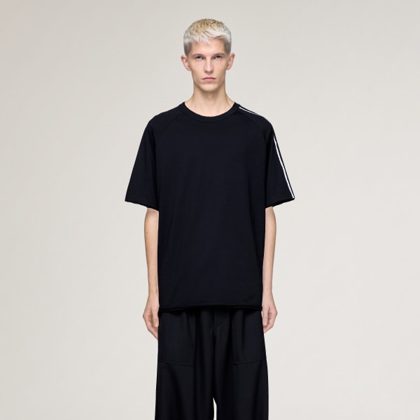 Sort Y-3 RAW EDGE 3 STRIPES SHORT SLEEVE T-SHIRT