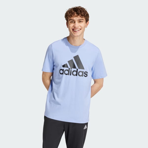 Polera Essentials Logo Grande Tejido Jersey Azul adidas adidas