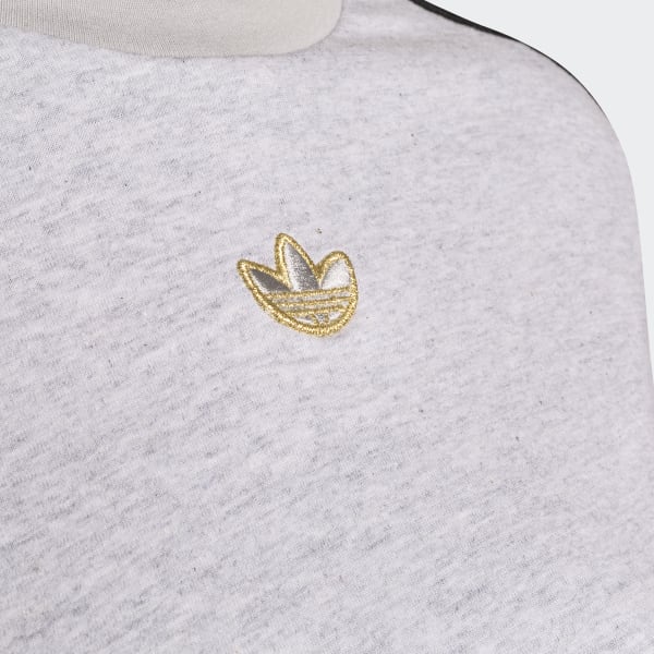 Cinza Camiseta Cropped Comfy Extravagant Metallic Trefoil Badge JDJ13