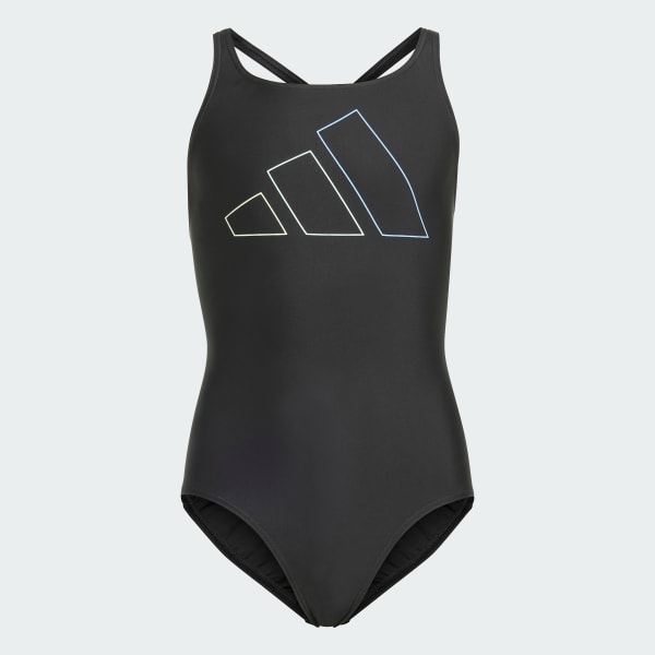 Black Performance Big Bars Swimsuit Kids