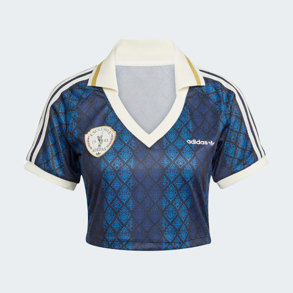 Black adidas Originals Retro Sports Cricket-inspired Cropped Jersey