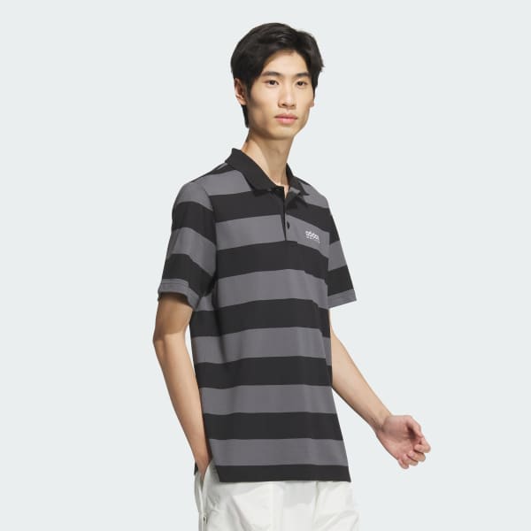 Black Piqué Stripe Polo Shirt