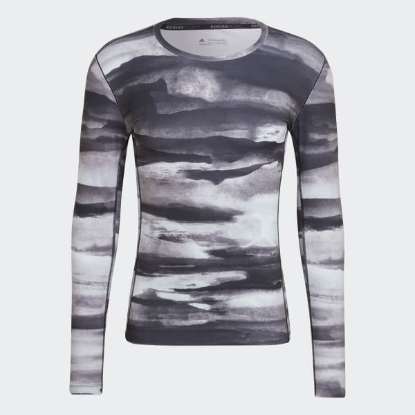 Wielokolorowy Allover Print Yoga Training Long Sleeve Tee WW134